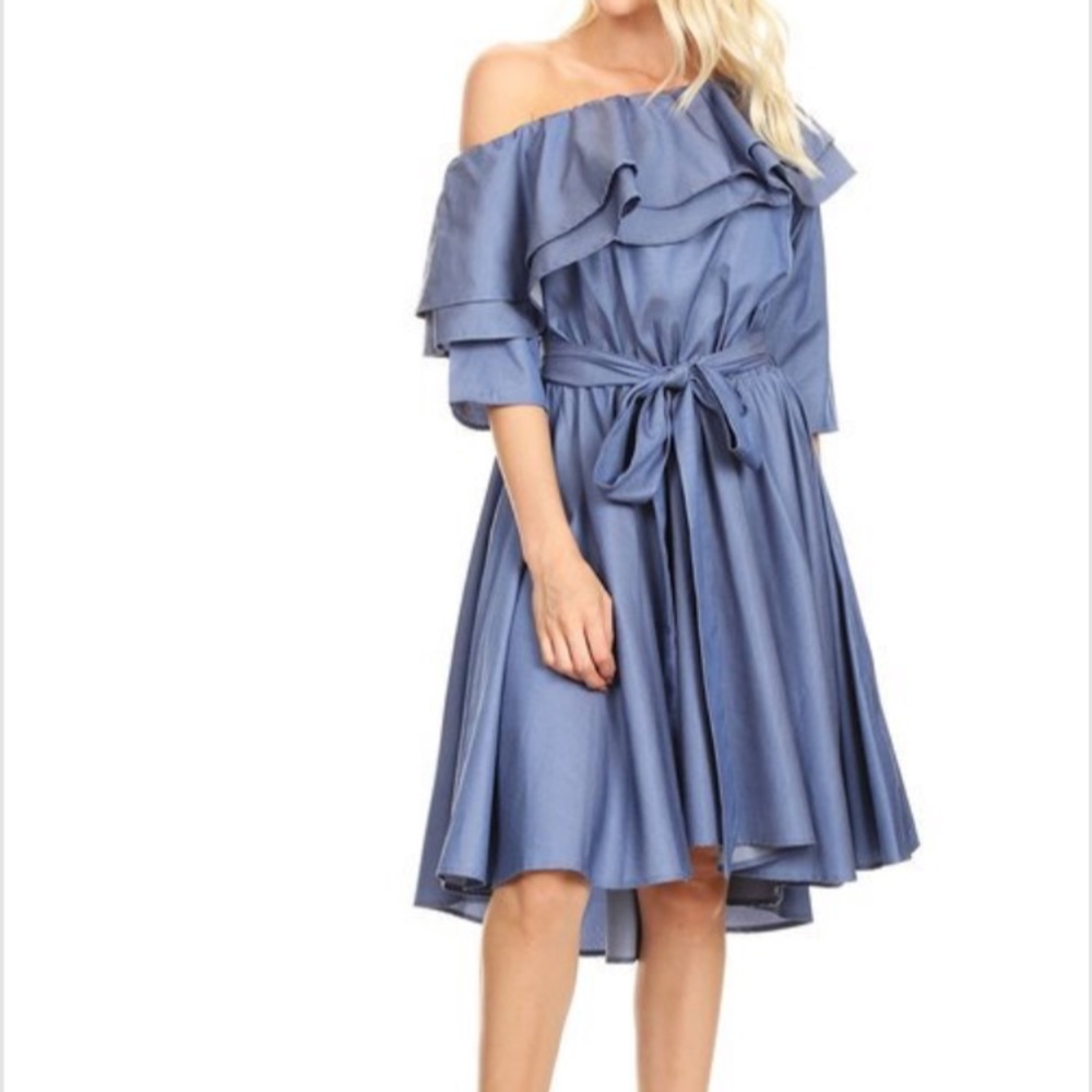 Chambray Off the shoulder dress